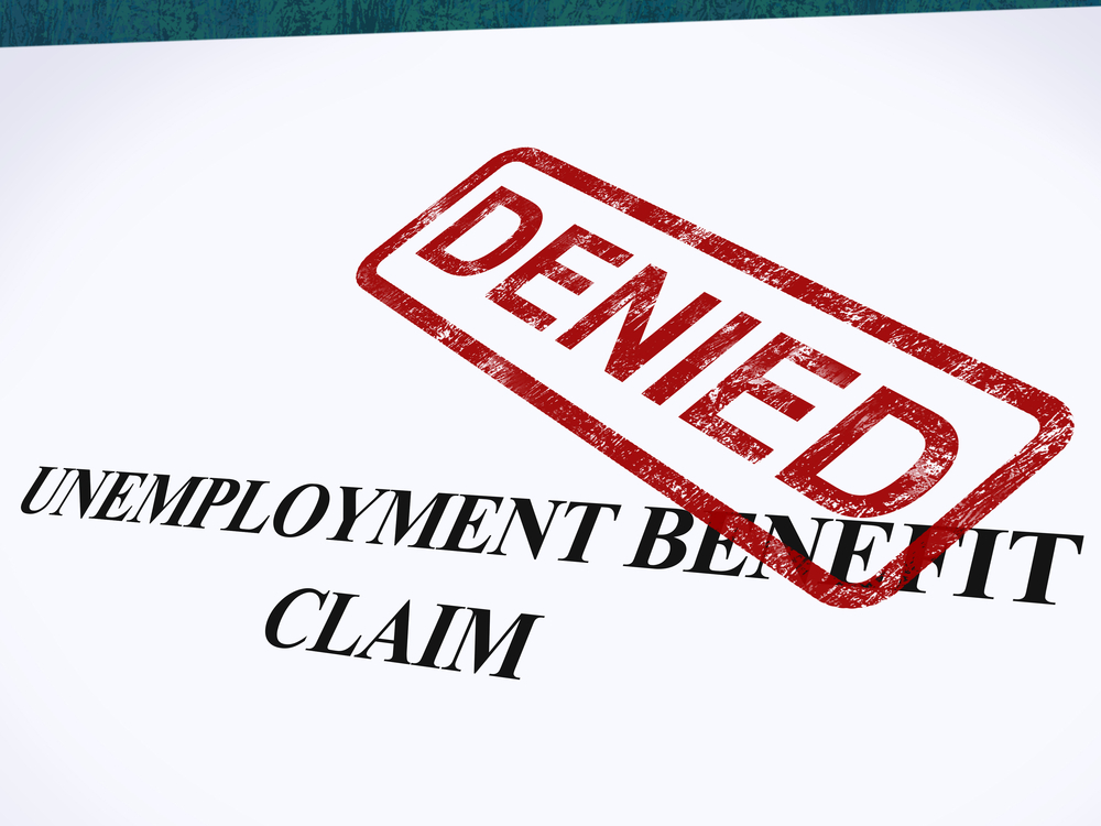 featured image showing an unemployment application that has been denied