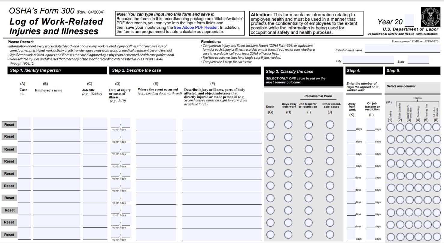 featured image showing the OSHA 300A form that must be posted and filed by April 30